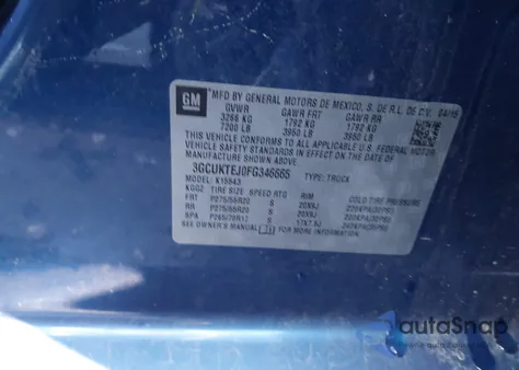 2015 Chevrolet Silverado 1500 High Country from USA, damaged, VIN 3GCUKTEJ0FG346665